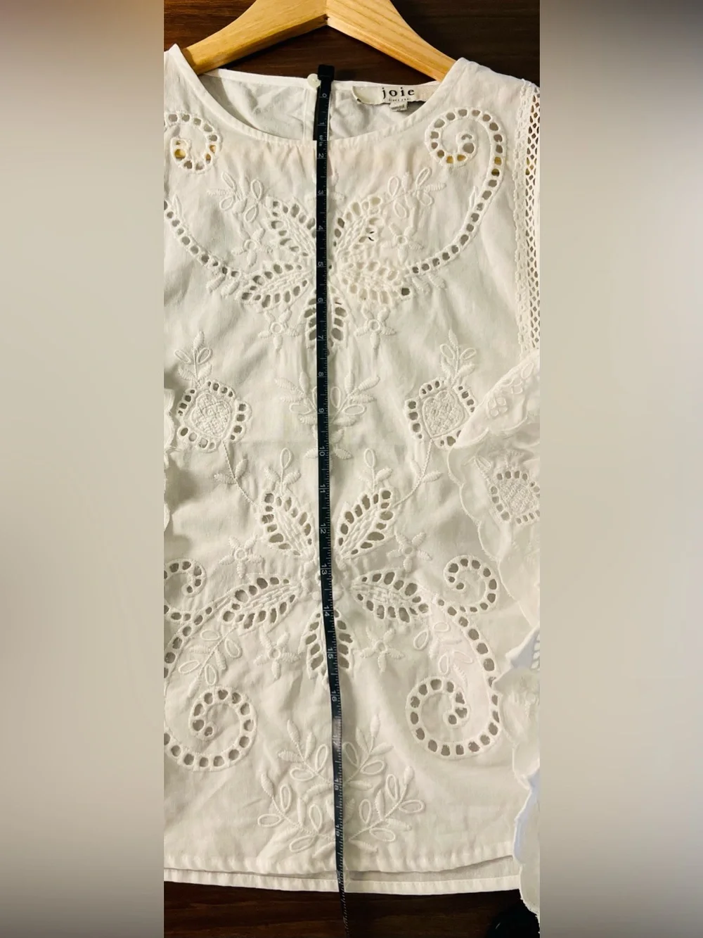 Joie Ivory Eyelet Embroidered Flutter Sleeve Cotton Blouse NWT Medium - Picture 11 of 12